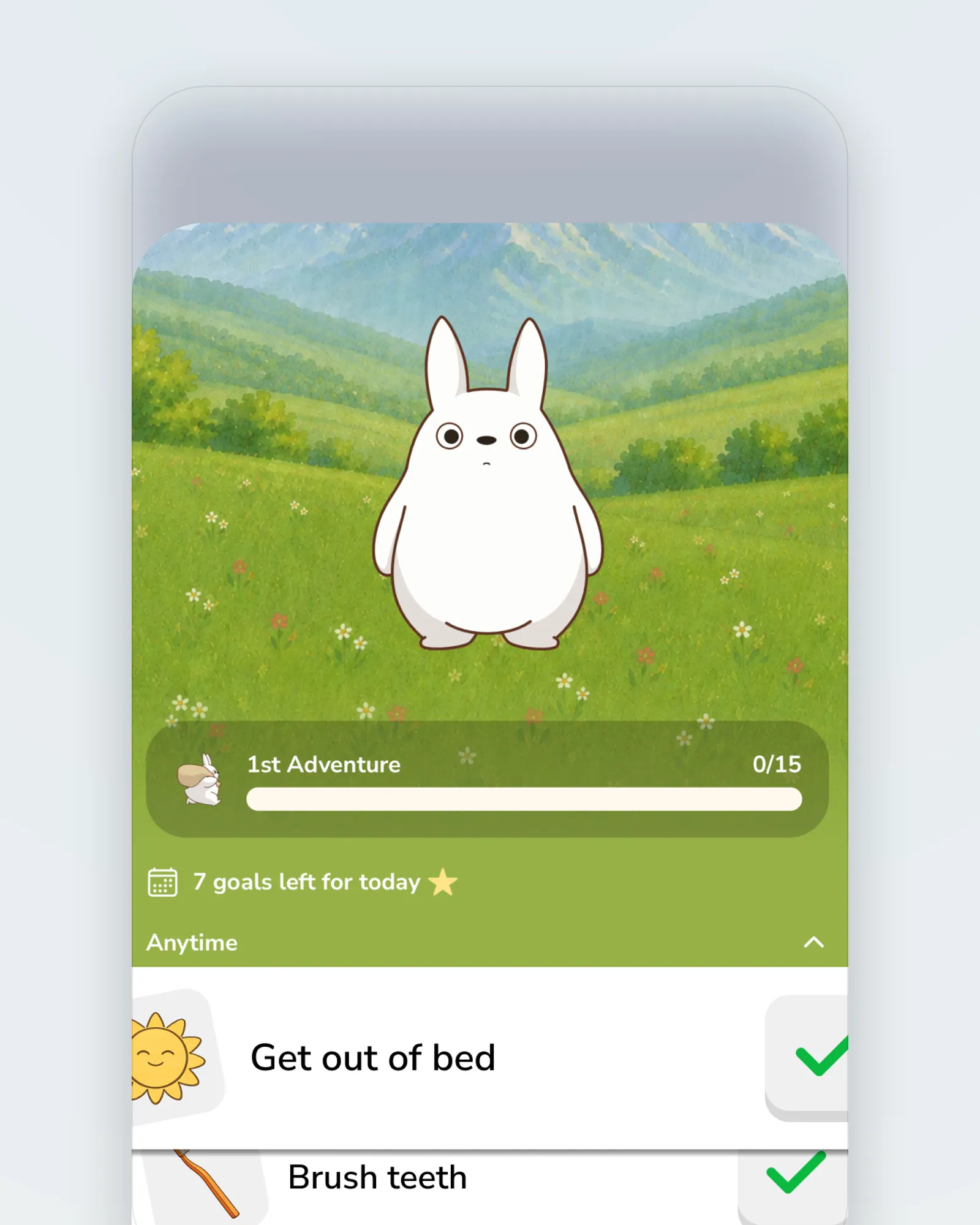 Koda — a self-care app designed by Axtra Studios, its home screen on a phone